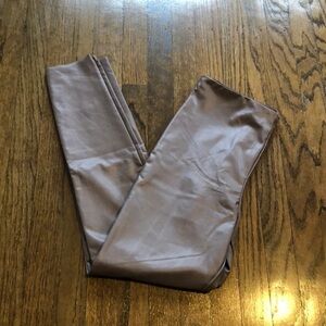 Shiitake Muted Brown Faux Leather High Waist Stretch Legging